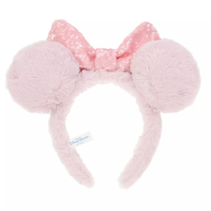 TDR - Purple Pink Minnie Ears Fluffy Headband - Sparking Pink Sequin【Ready Stock】