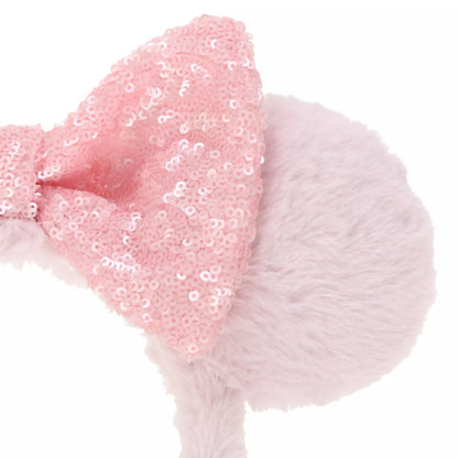 TDR - Purple Pink Minnie Ears Fluffy Headband - Sparking Pink Sequin【Ready Stock】