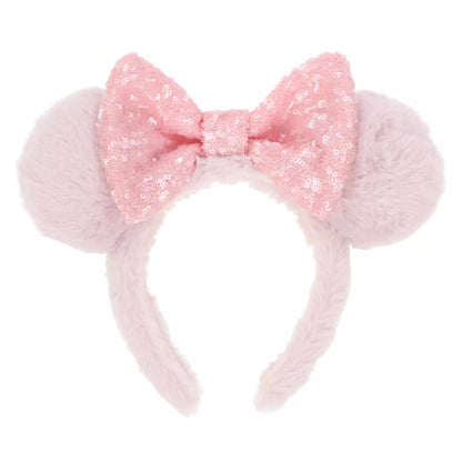 TDR - Purple Pink Minnie Ears Fluffy Headband - Sparking Pink Sequin【Ready Stock】
