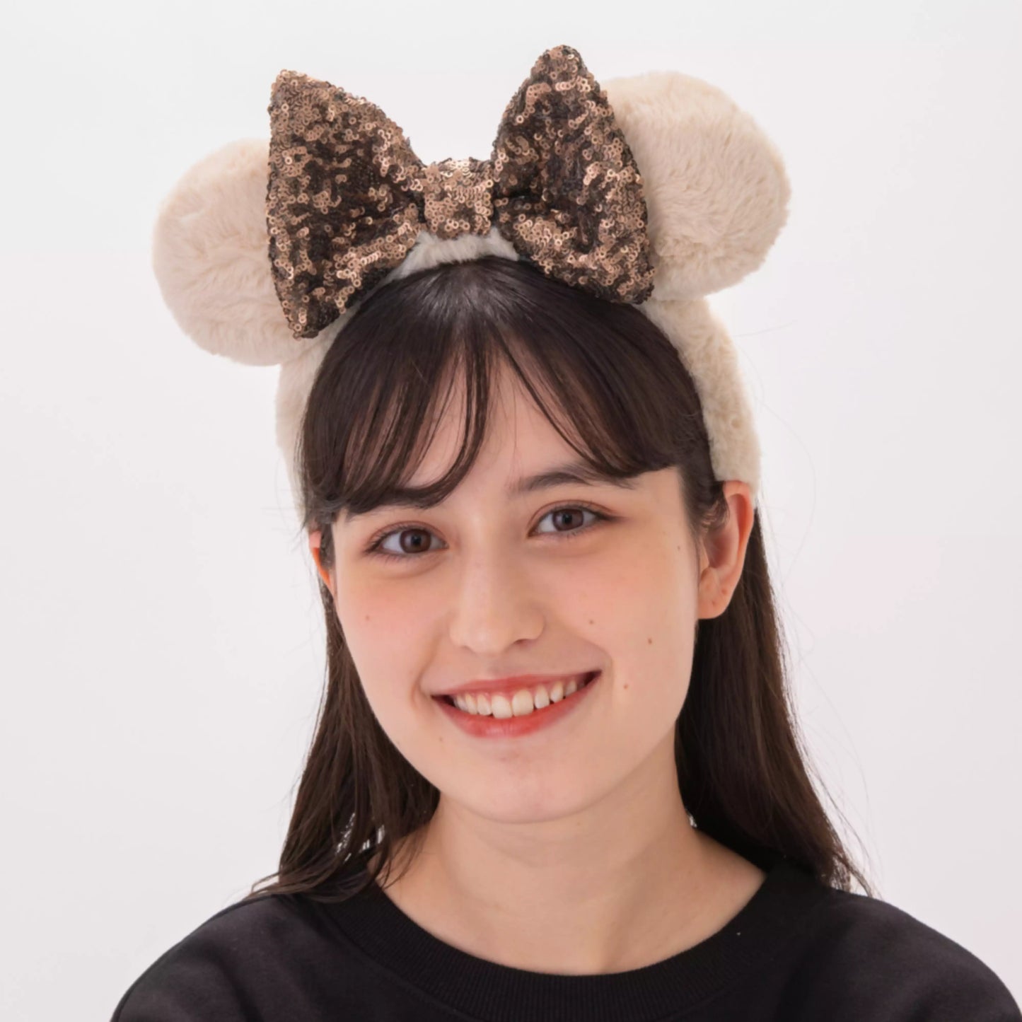 "Pre-Order" TDR - Minnie Ears Fluffy Headband - Sparking Brown Sequin