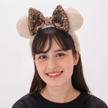 "Pre-Order" TDR - Minnie Ears Fluffy Headband - Sparking Brown Sequin