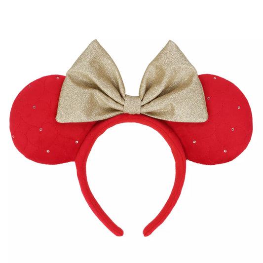 "Pre-Order" TDR - Big Glod Ribbon in Red Ear Minnie Ears Headband