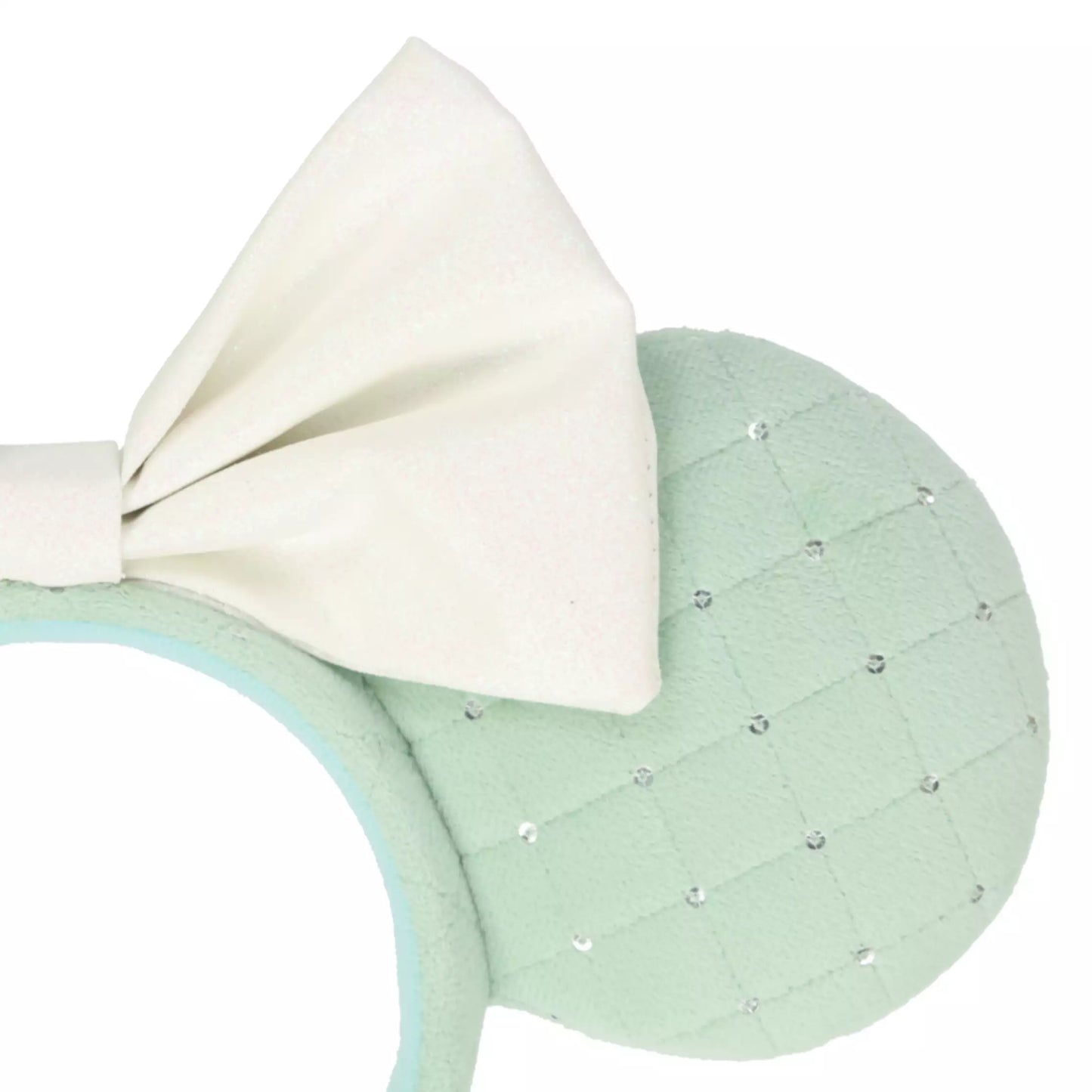 "Pre-Order" TDR - Big White Ribbon in Green Ear Minnie Ears Headband