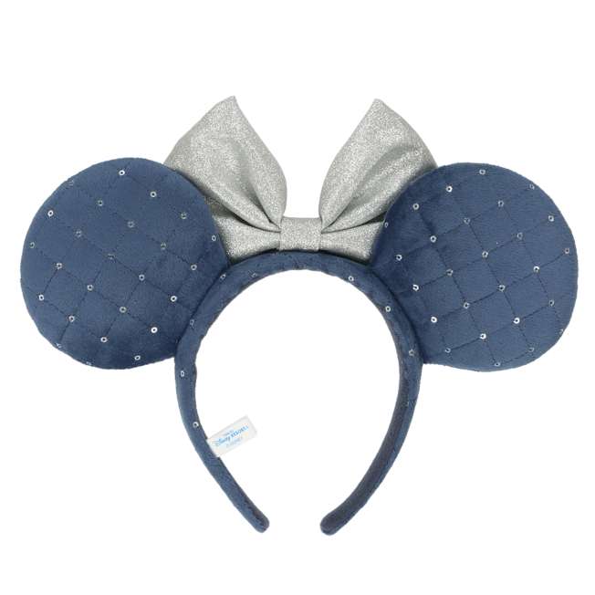 "Pre-Order" TDR - Big Silver Ribbon in Blue Ear Minnie Ears Headband