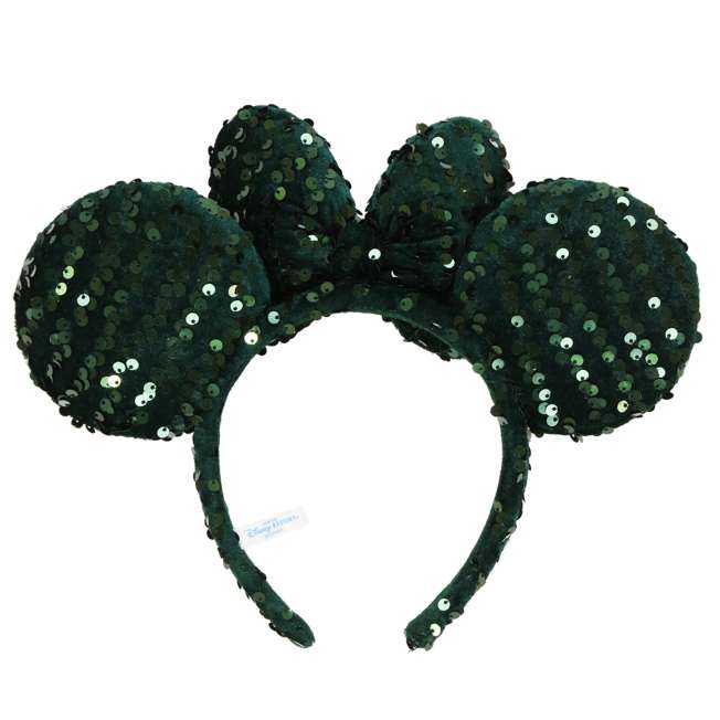 "Pre-Order" TDR - Minnie Ears Headband - Christmas Green Sparkling Sequins, Three-Dimensional Ribbon