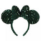 "Pre-Order" TDR - Minnie Ears Headband - Christmas Green Sparkling Sequins, Three-Dimensional Ribbon