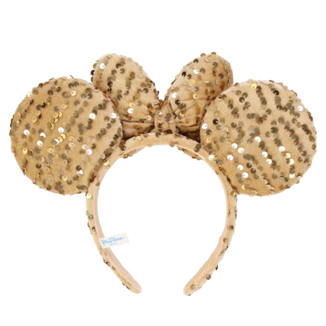 "Pre-Order" TDR - Minnie Ears Headband - Gold Sparkling Sequins, Three-Dimensional Ribbon