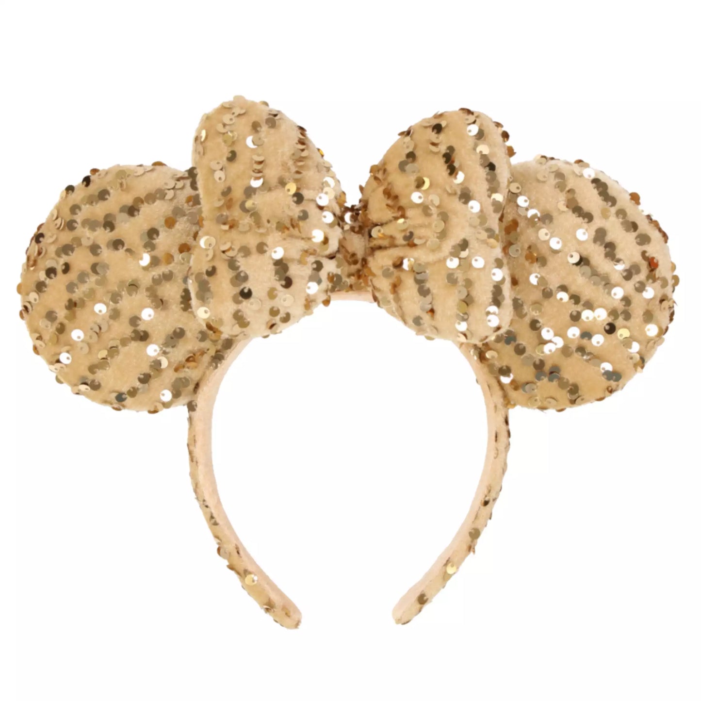 "Pre-Order" TDR - Minnie Ears Headband - Gold Sparkling Sequins, Three-Dimensional Ribbon