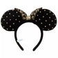 "Pre-Order" TDR - Gold Pearl Black Minnie Ears Headband - Gold Sequin Bow x Black Dot