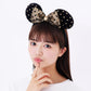 "Pre-Order" TDR - Gold Pearl Black Minnie Ears Headband - Gold Sequin Bow x Black Dot