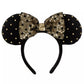 "Pre-Order" TDR - Gold Pearl Black Minnie Ears Headband - Gold Sequin Bow x Black Dot