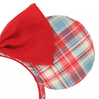"Pre-Order" TDR - Minnie Red and Blue Checkered Ears Headband for Adults