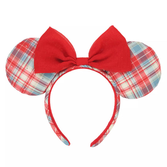 "Pre-Order" TDR - Minnie Red and Blue Checkered Ears Headband for Adults