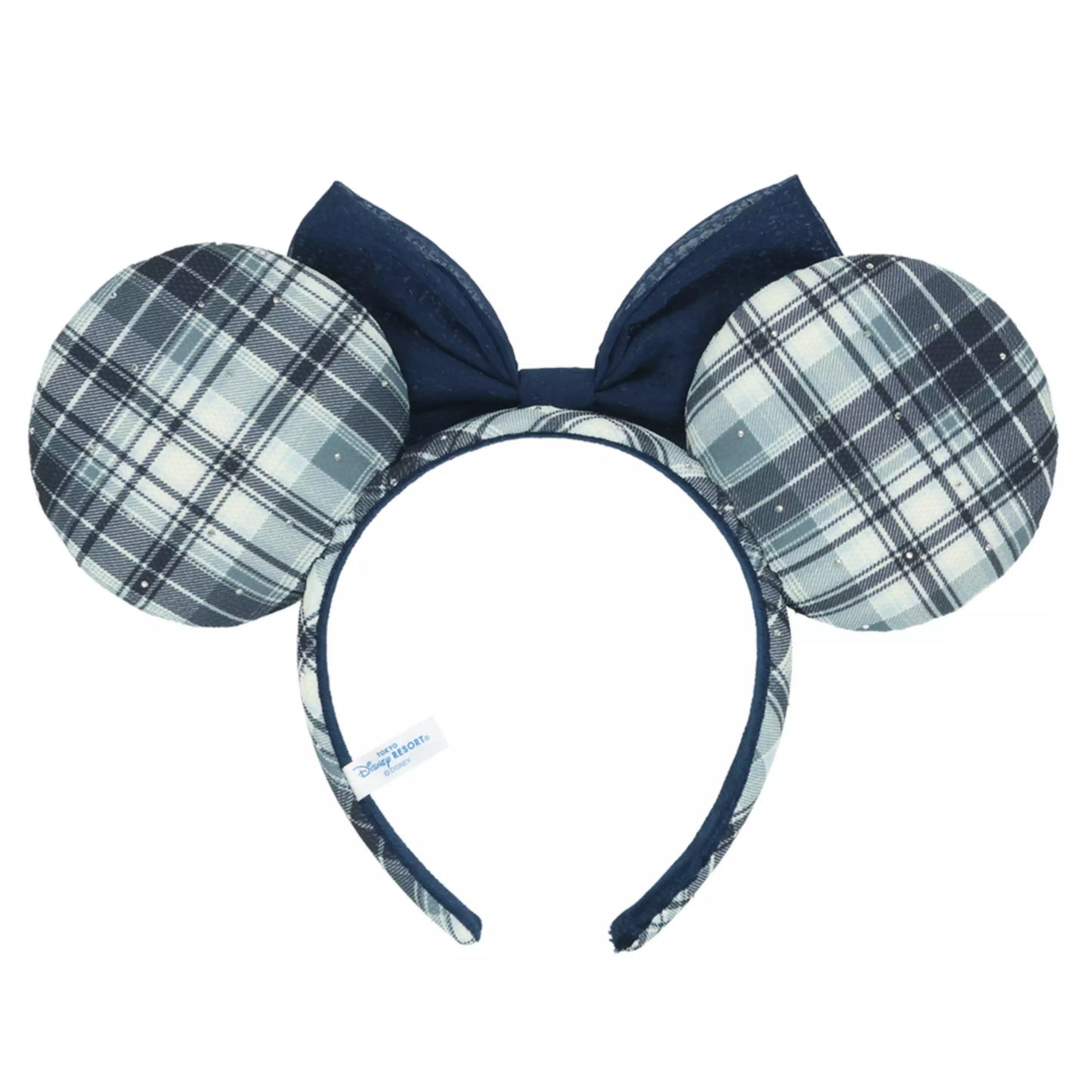 "Pre-Order" TDR - Minnie Blue and Grey Checkered Ears Headband for Adults