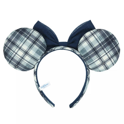 "Pre-Order" TDR - Minnie Blue and Grey Checkered Ears Headband for Adults