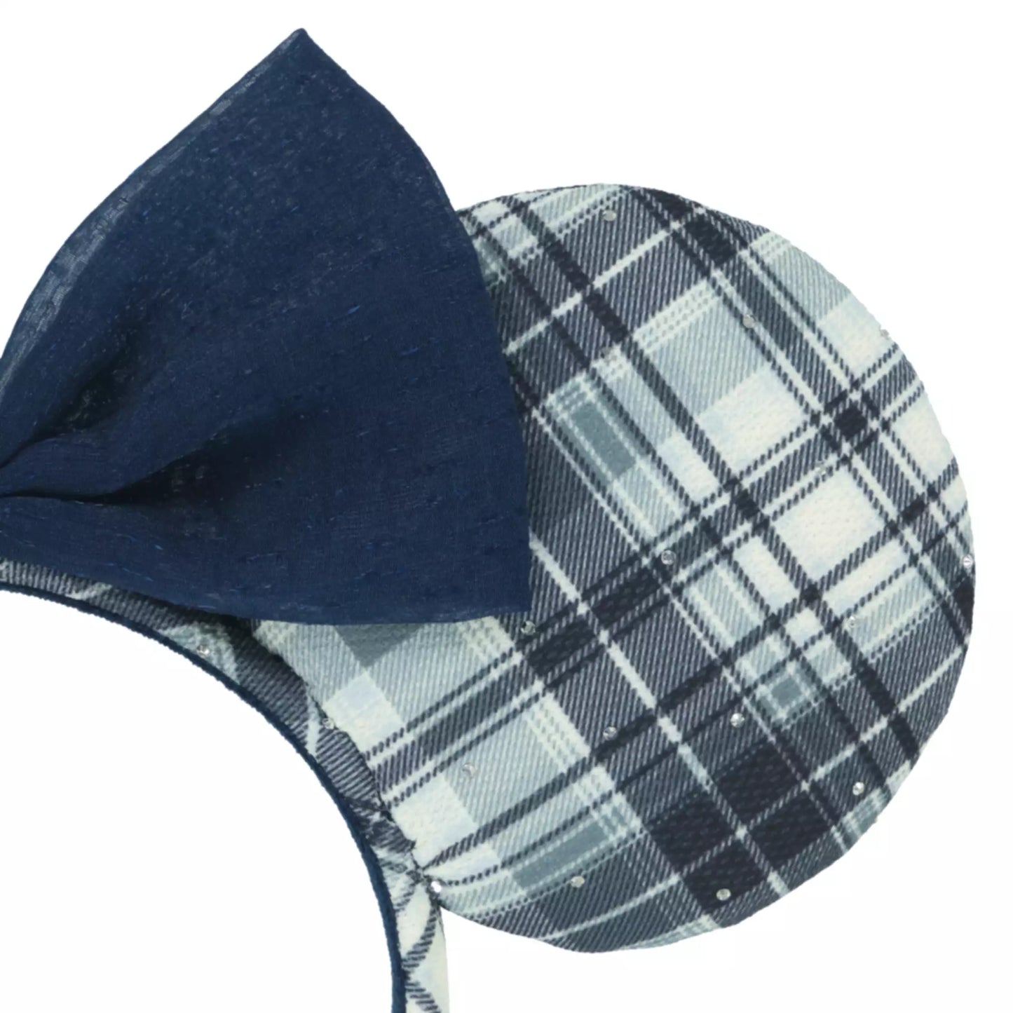 "Pre-Order" TDR - Minnie Blue and Grey Checkered Ears Headband for Adults