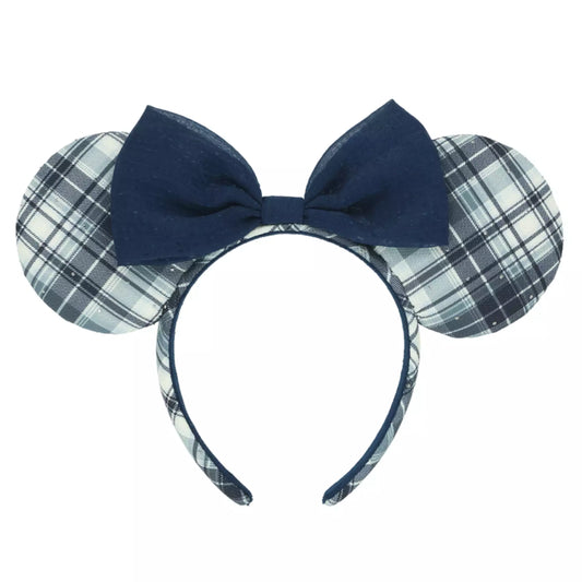 "Pre-Order" TDR - Minnie Blue and Grey Checkered Ears Headband for Adults