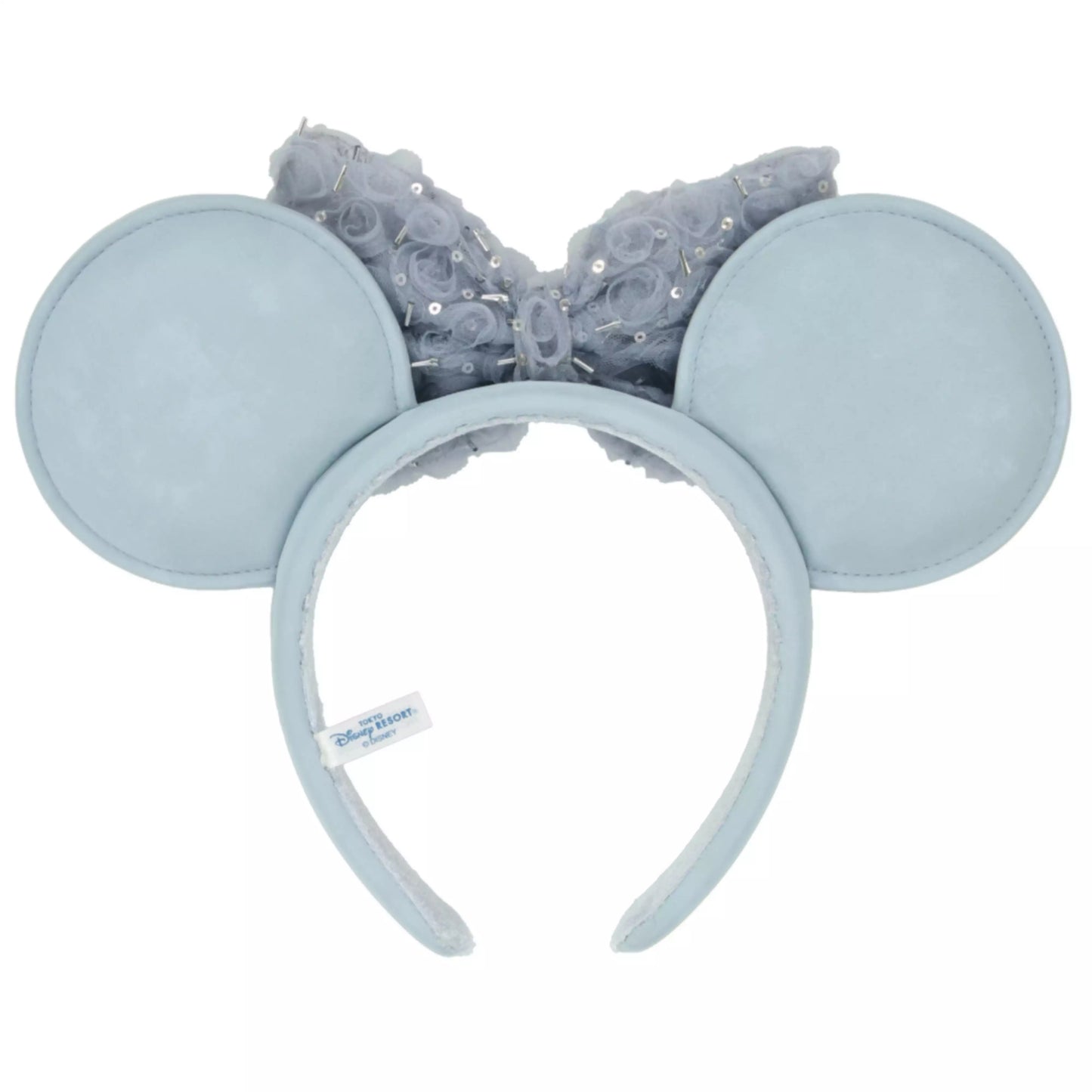 "Pre-Order" TDR - Minnie Blue Sparkly 3D Rosette Tulle Bow Ears Headband for Adults