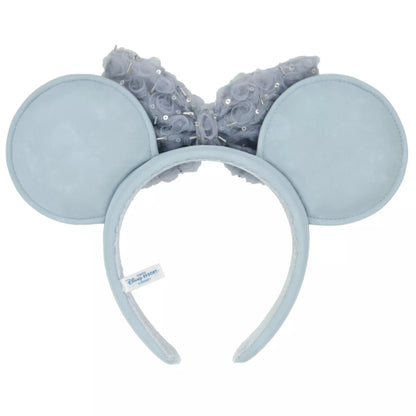 "Pre-Order" TDR - Minnie Blue Sparkly 3D Rosette Tulle Bow Ears Headband for Adults