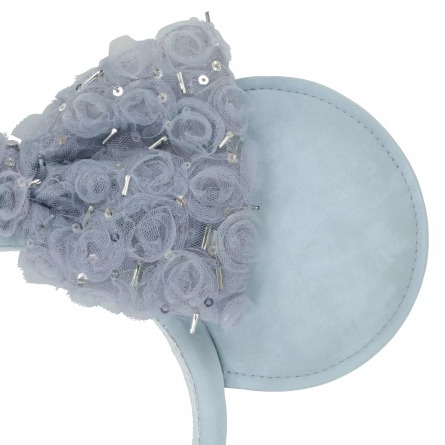 "Pre-Order" TDR - Minnie Blue Sparkly 3D Rosette Tulle Bow Ears Headband for Adults