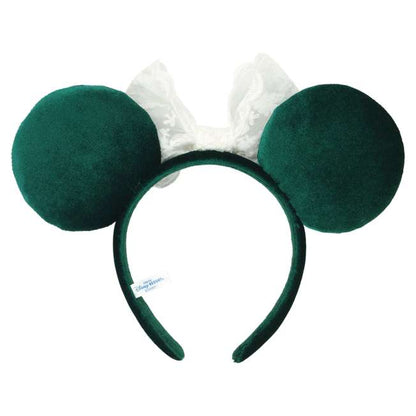 "Pre-Order" TDR - Dark Green Velvet Lace Minnie Ears Headband for Adults