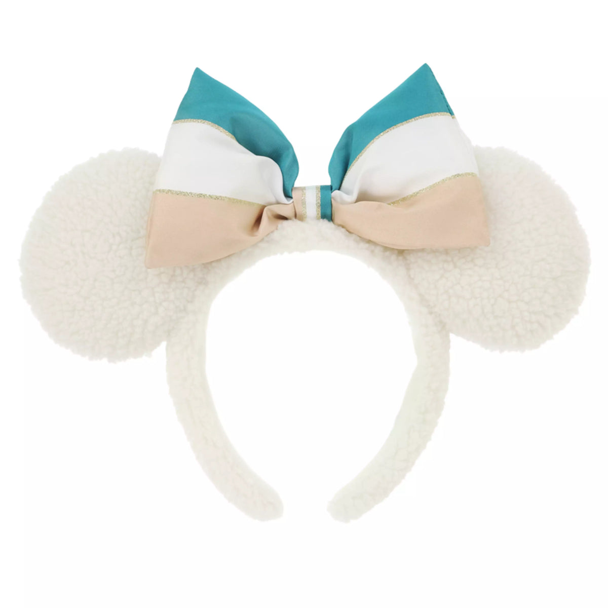 "Pre-Order" TDR - Fluffy White Sherpa Minnie Ears Headband for Adults, 25th Anniversary Sparkling Jubilee