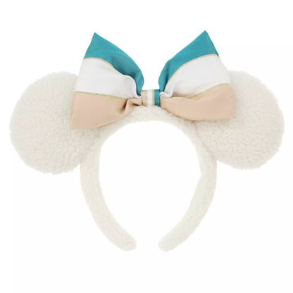 "Pre-Order" TDR - Fluffy White Sherpa Minnie Ears Headband for Adults, 25th Anniversary Sparkling Jubilee