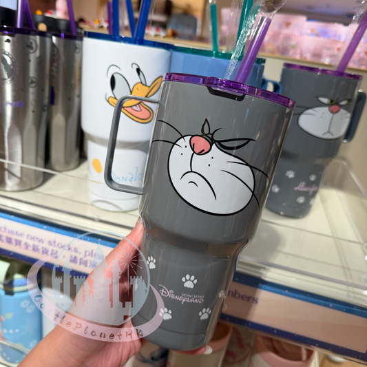 "Pre-Order" HKDL - Lucifer Cat Face Straw Tumbler with Handle, Cinderella