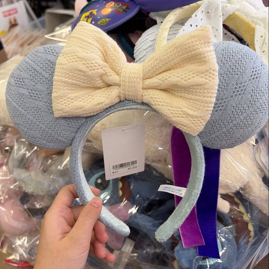 "Pre-Order" TDR - Baby Blue Cable-Knit Bow Minnie Ears Headband