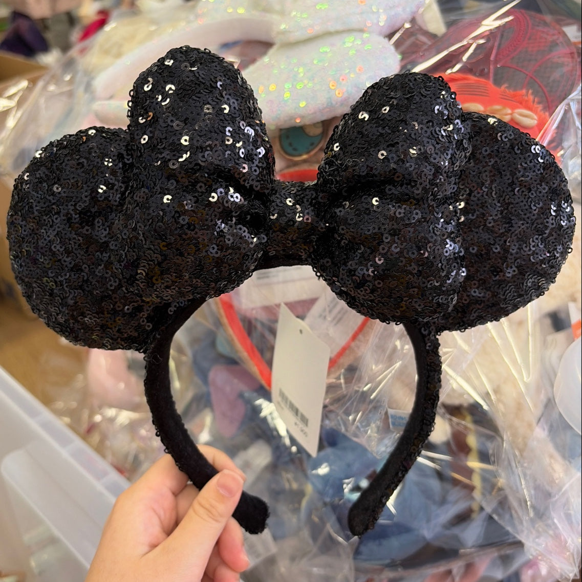 "Pre-Order" TDR - Minnie Ears Headband - Sparking Black Sequin