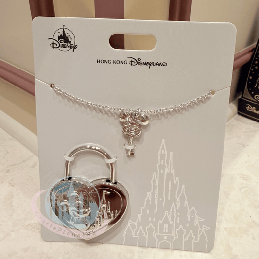 "Pre-Order" HKDL - Silver Mickey Charm Key Necklace & Heart Lock Set
