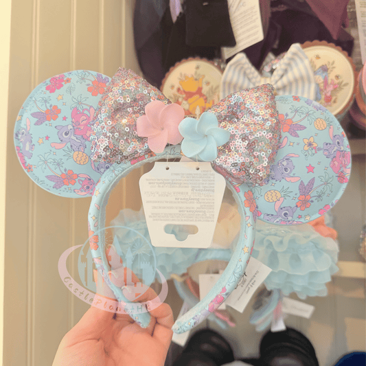 "Pre-Order" HKDL - Stitch & Angel Pastel Tropical Minnie Ear Headband for Adults