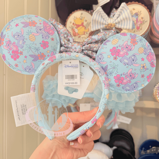 "Pre-Order" HKDL - Stitch & Angel Pastel Tropical Minnie Ear Headband for Adults