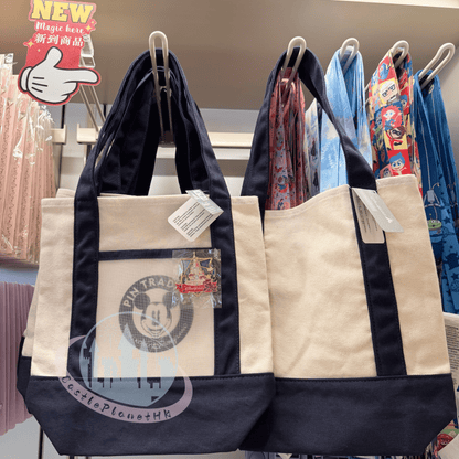 "Pre-Order" HKDL - Mickey Canvas Tote Bag with Pin, Pin Trading 2026