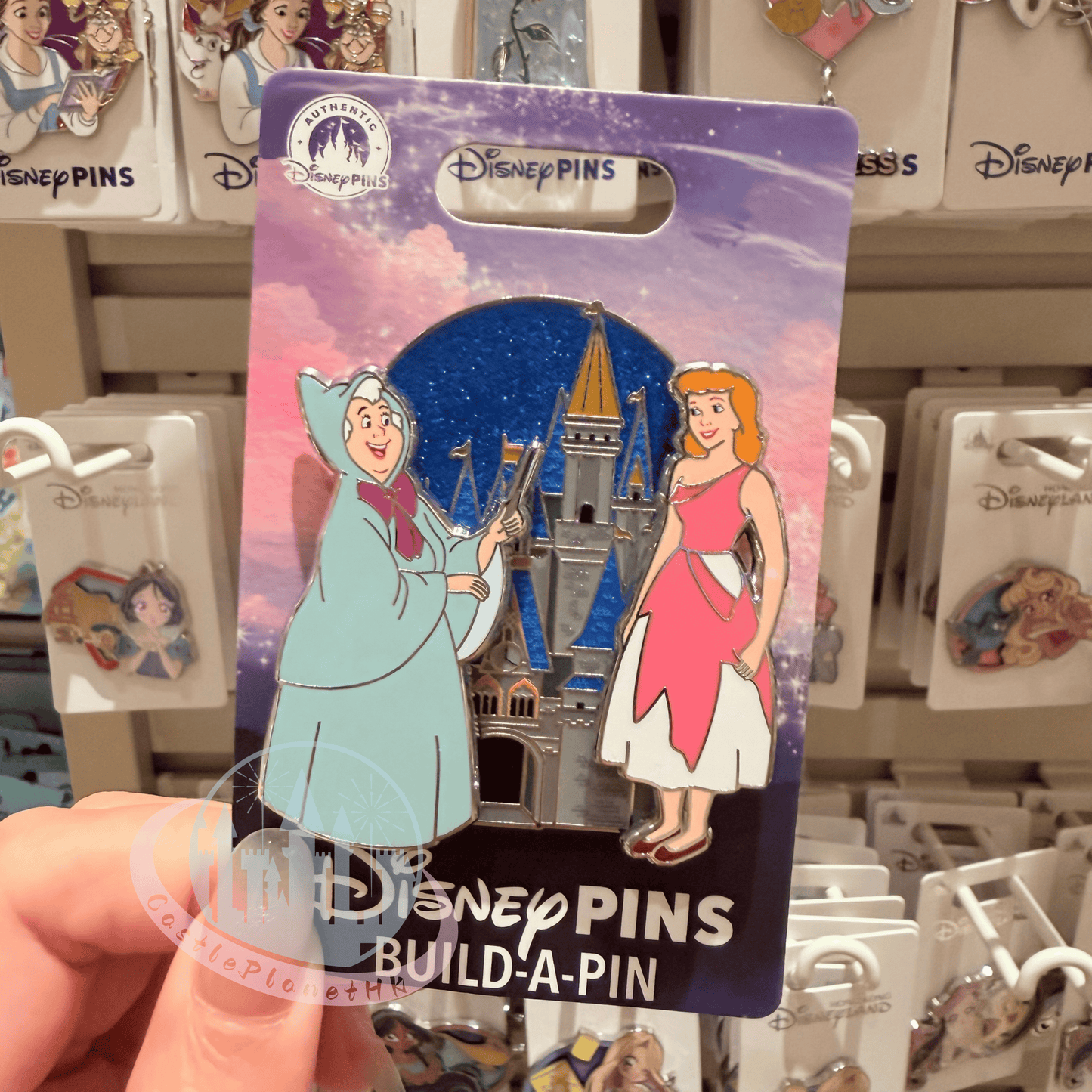 "Pre-Order" HKDL - Fairy Godmother and Cinderella Pin, Cinderella Build-a-Pin 2026