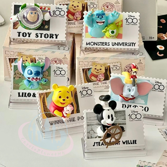 "Pre-Order" Other - Disney 100 Mickey and Friends Vintage stamps Collection Magnet Blind Box, MINISO