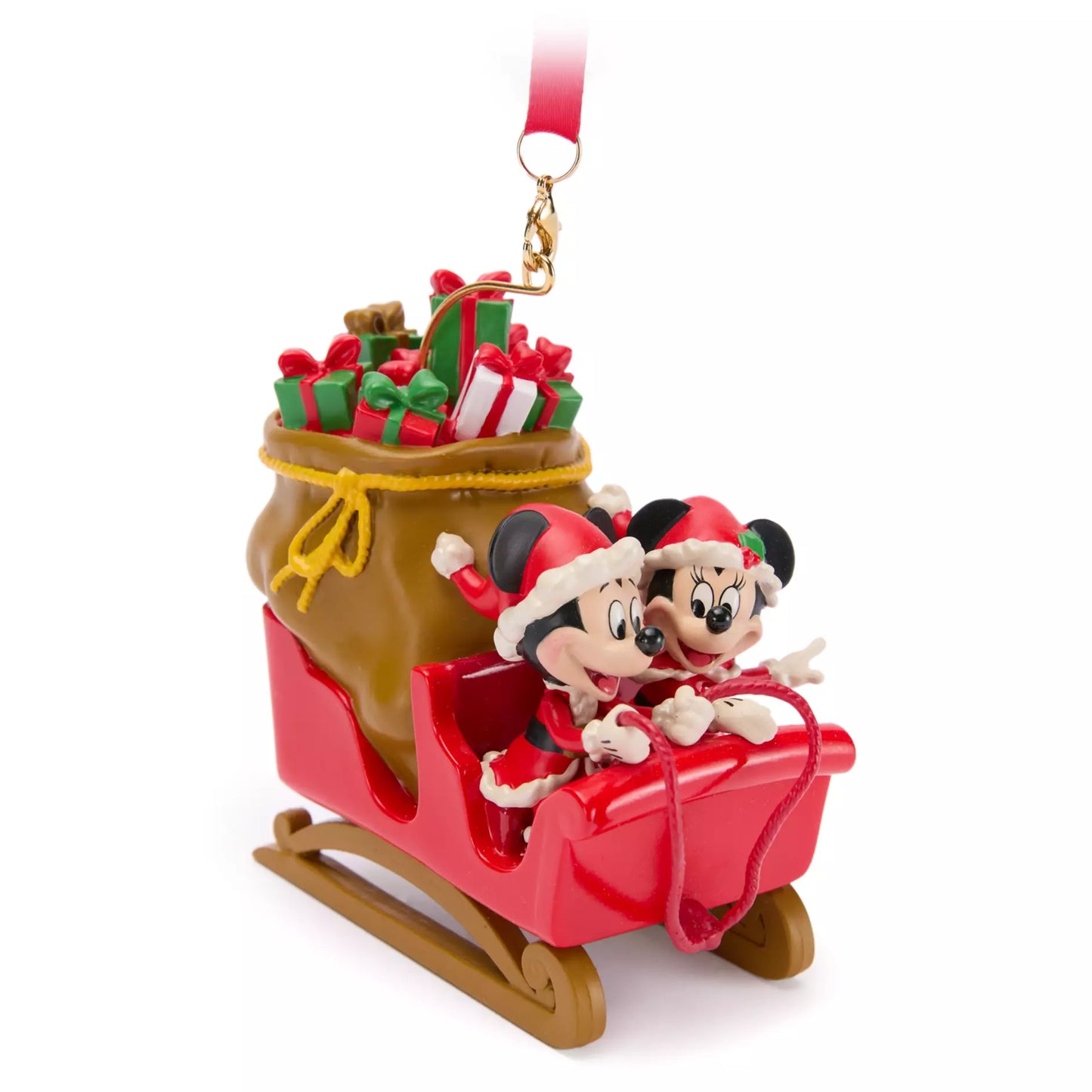 "Pre-Order" HKDL - Santa Mickey and Minnie Mouse in Sleigh Holiday Ornament