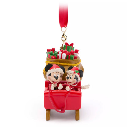 "Pre-Order" HKDL - Santa Mickey and Minnie Mouse in Sleigh Holiday Ornament