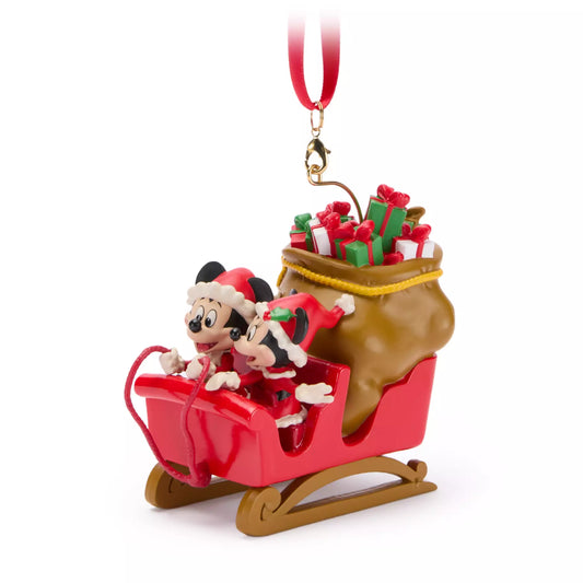"Pre-Order" HKDL - Santa Mickey and Minnie Mouse in Sleigh Holiday Ornament