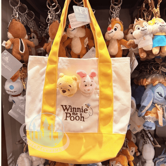 "Pre-Order" HKDL - Winnie the Pooh & Piglet Plush Face Tote Bag