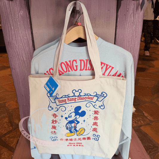 “Pre-order” HKDL - Mickey Park Logo Canvas Tote Bag, Mickey's Hong Kong Colors 2026