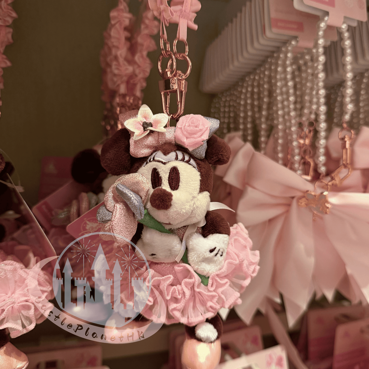 "Pre-Order" HKDL - Minnie Mouse Plush Keychain, Spring Flowery 2026