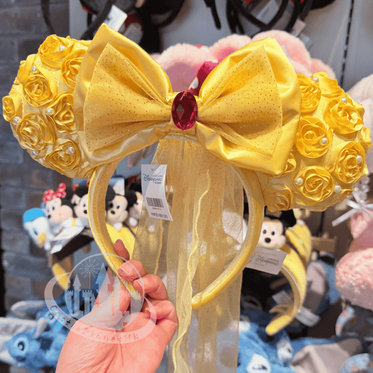 "Pre-Order" HKDL - Belle ears Headband with Veil for Adults, Beauty and the Beast 2026