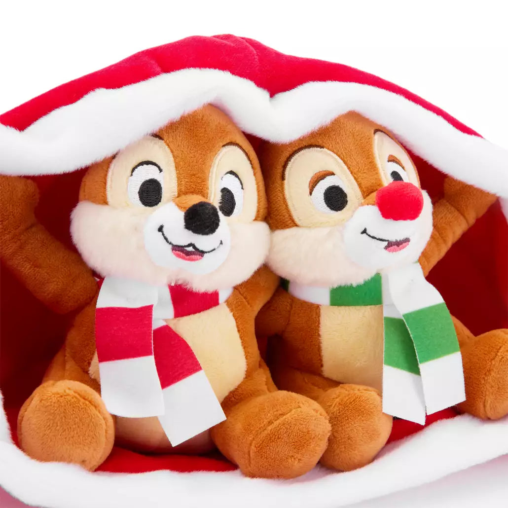 "Pre-Order" HKDL - Chip 'n Dale Holiday Plush Set in Santa Hat