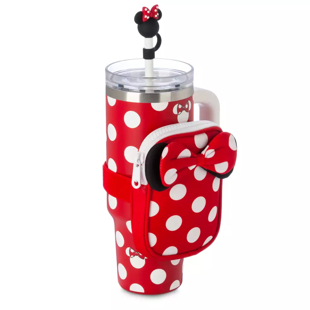 “Pre-order” HKDL - Minnie Mouse Icon Stainless Steel Travel Tumbler with Straw and Zip Case