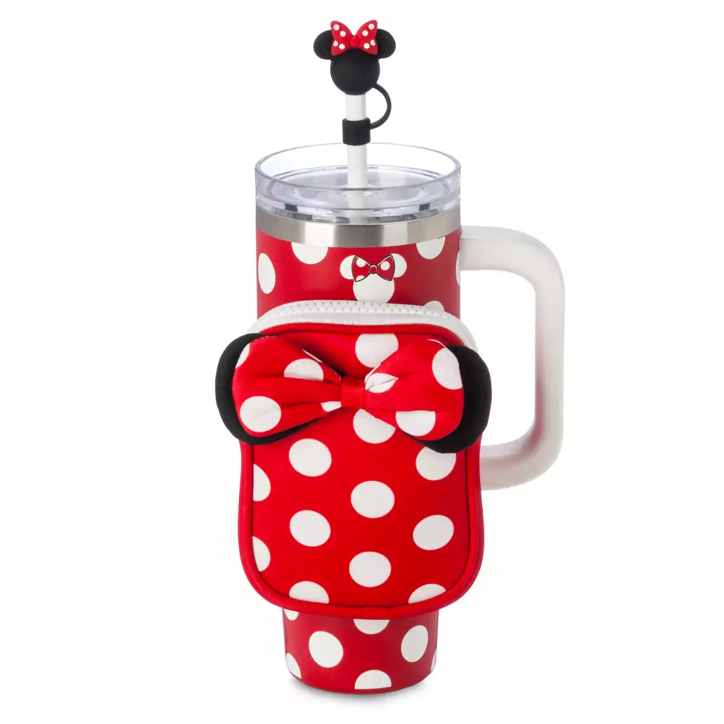 “Pre-order” HKDL - Minnie Mouse Icon Stainless Steel Travel Tumbler with Straw and Zip Case