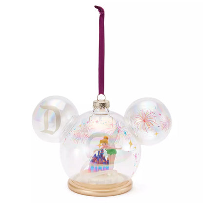 “Pre-order” HKDL - Tinker Bell and Sleeping Beauty Castle Glass Ball Ornament, Disneyland 70th Anniversary