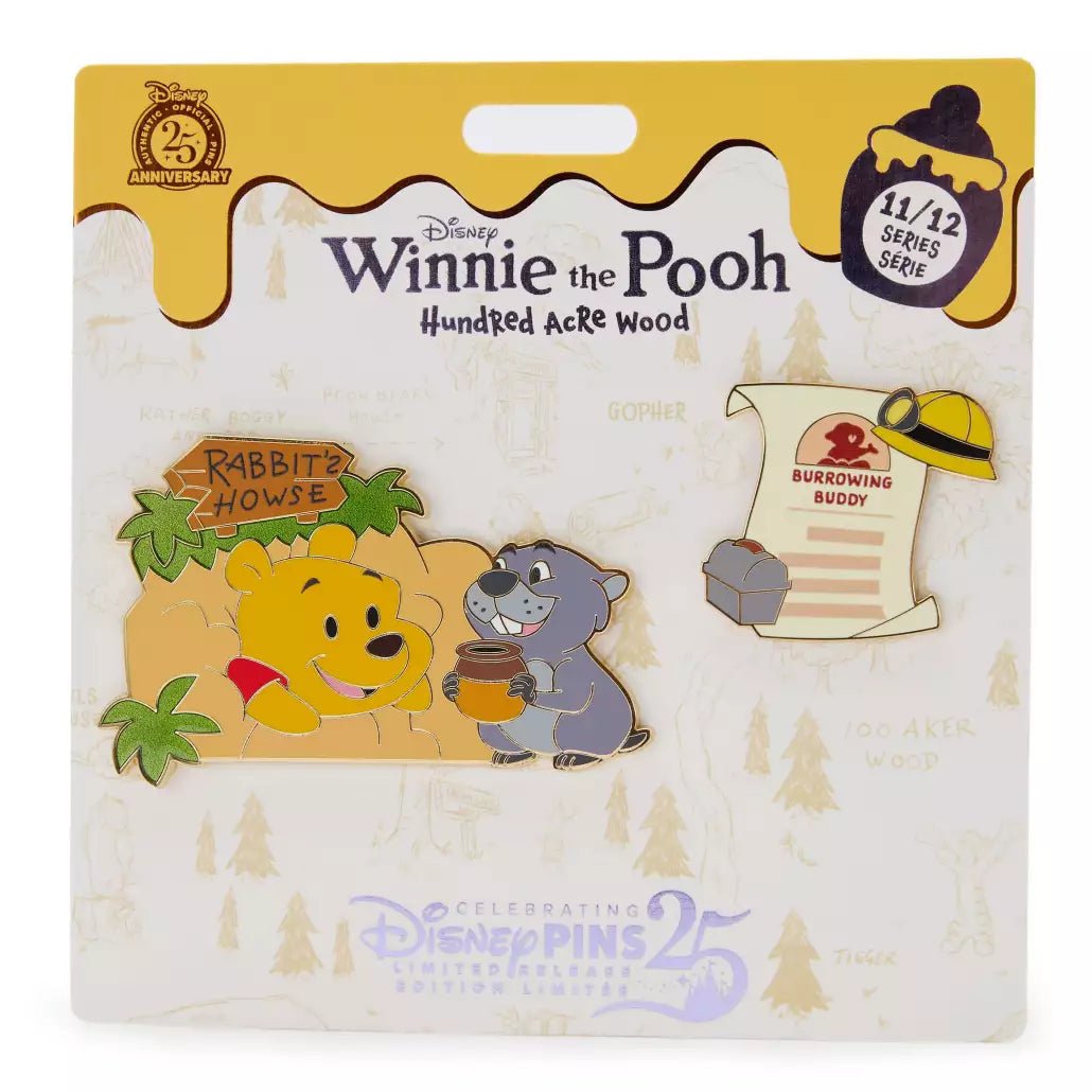 HKDL - Winnie the Pooh and Gopher 2-Piece Pin Set, Hundred Acre Wood Series, November【Ready Stock】