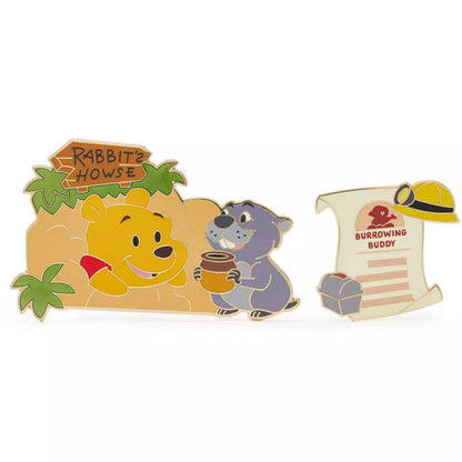 HKDL - Winnie the Pooh and Gopher 2-Piece Pin Set, Hundred Acre Wood Series, November【Ready Stock】