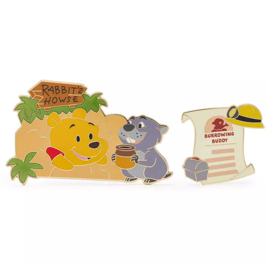 HKDL - Winnie the Pooh and Gopher 2-Piece Pin Set, Hundred Acre Wood Series, November【Ready Stock】